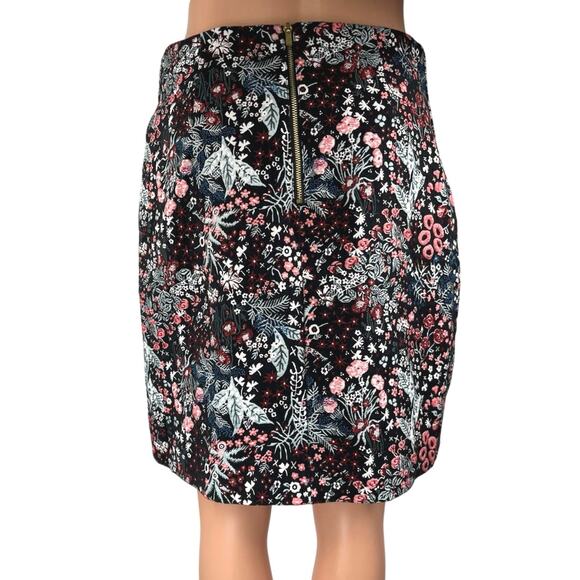 H&M Women's Black Multicolor Floral High Waisted Pencil Mini Skirt Size 12 - Picture 3 of 6